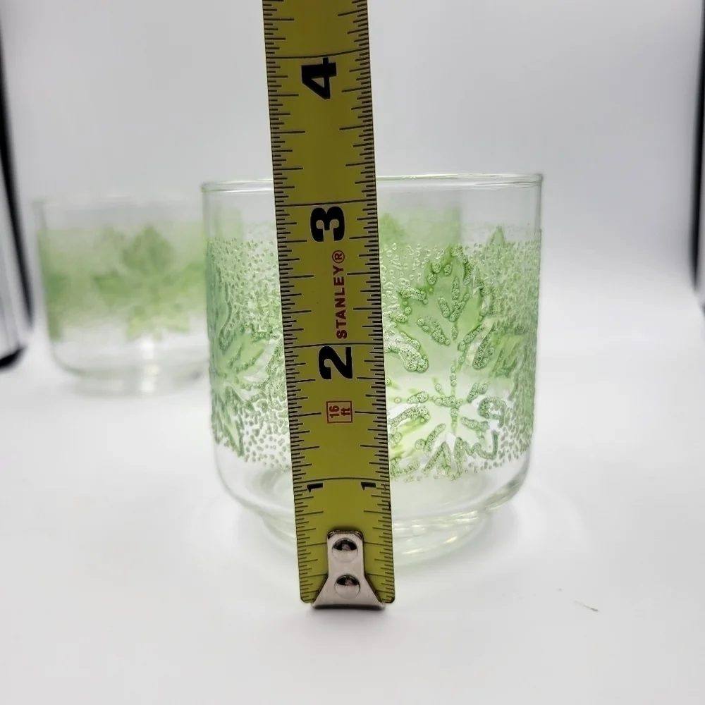 Vintage Libbey Green Oak Leaf Juice Glasses - set of 3